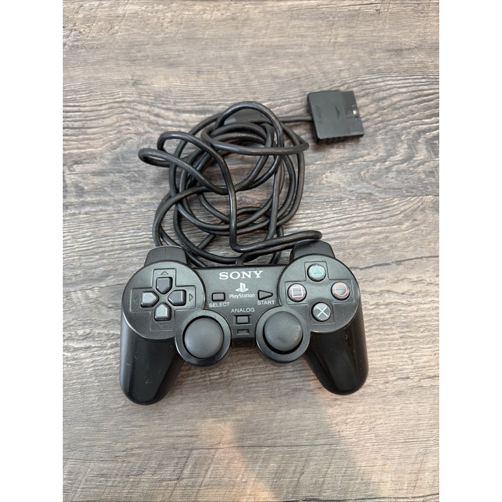 Sony PlayStation PS2 DualShock 2 Black Wired Analog Controller OEM SCPH-10010